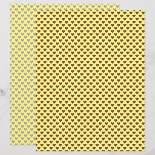 Lámina Papel de cuadernillo amarillo marrón de corazones