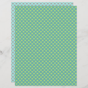 Lámina Papel de cuadernillo amarillo verde de los corazon