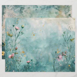 Lámina Papel de cuadernillo azul Verde azulado náutico