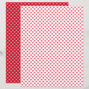 Lámina Papel de cuadernillo blanco rojo de corazones pequ