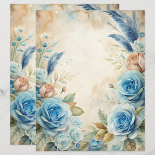 Lámina Papel de cuadernillo chic del Shabby Azul
