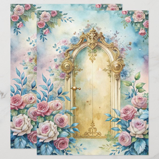 Lámina Papel de cuadernillo chic del Shabby Azul (Anverso / Reverso)