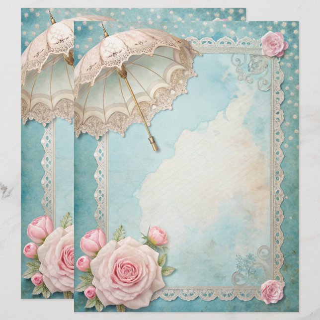 Lámina Papel de cuadernillo chic del Shabby Azul (Anverso / Reverso)