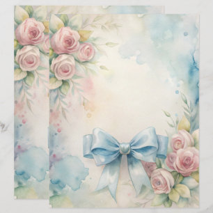 Lámina Papel de cuadernillo chic del Shabby Azul