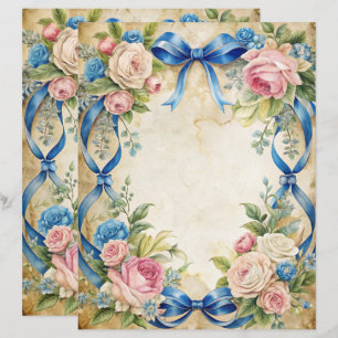 Lámina Papel de cuadernillo chic del Shabby Azul