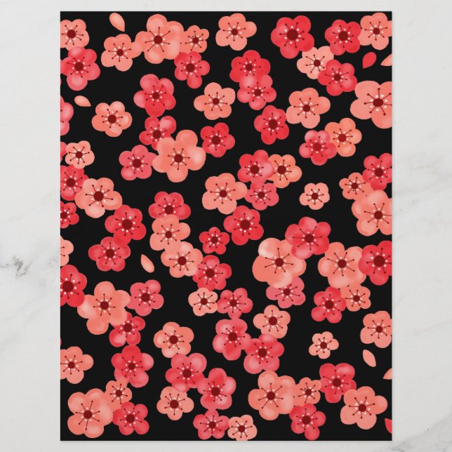 Lámina Papel de cuadernillo con flores de cerezo (Anverso)