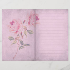 Lámina Papel de cuadernillo con Rosa de color rosa Shabby
