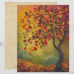 Lámina Papel de cuadernillo de árbol de otoño para pintur