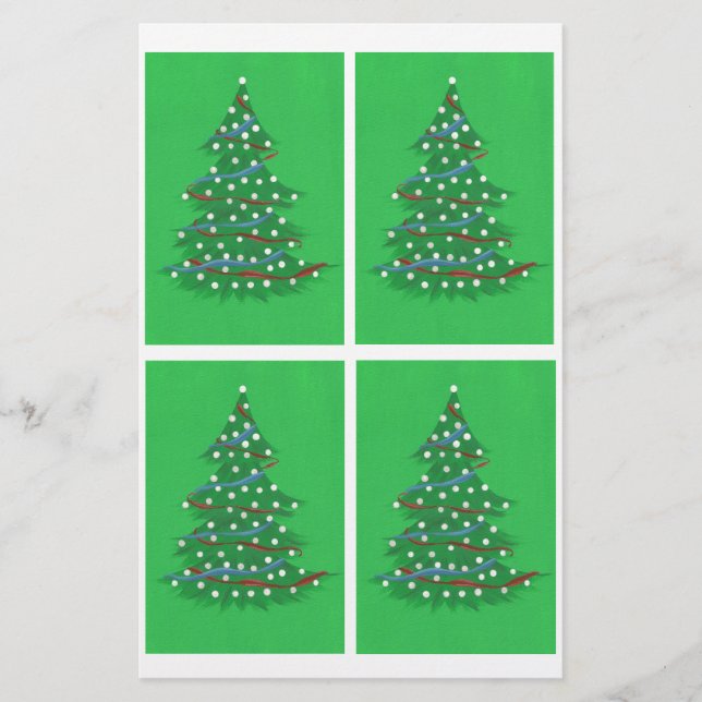Lámina Papel de cuadernillo de árboles de navidad azul ro (Anverso)