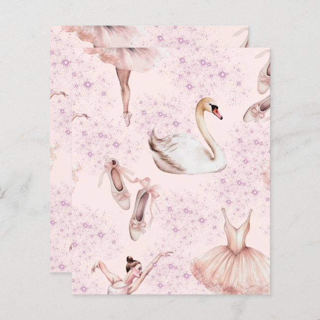 Lámina Papel de cuadernillo de bailarina de balanza rosa (Anverso / Reverso)