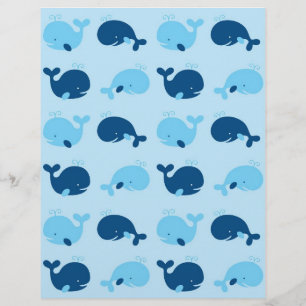 Lámina Papel de cuadernillo de bebé de ballena azul náuti