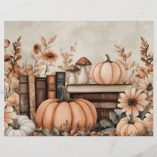 Lámina Papel de cuadernillo de calabaza de otoño de color