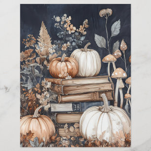 Lámina Papel de cuadernillo de calabaza de otoño de color