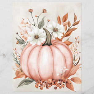 Lámina Papel de cuadernillo de calabaza de otoño de color