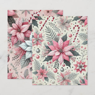 Lámina Papel de cuadernillo de canes rosados y de poinset