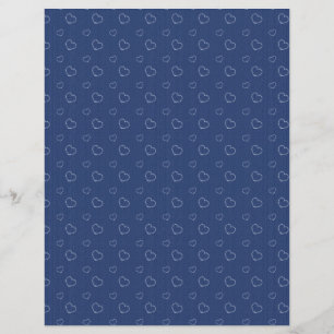 Lámina Papel de cuadernillo de cardíacas de color azul de