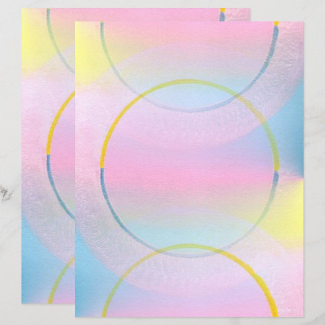 Lámina Papel de cuadernillo de cartón rosa amarillo azul  (Anverso / Reverso)