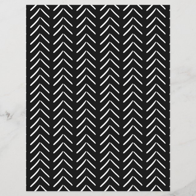 Lámina Papel de cuadernillo de chevron negro y blanco (Anverso)