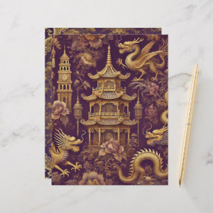 Lámina Papel de cuadernillo de chinispa de color morado y