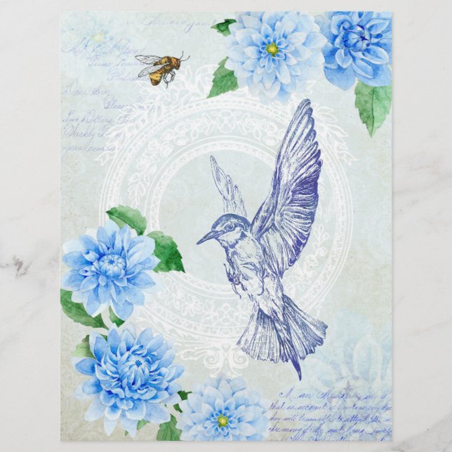Lámina Papel de cuadernillo de chismes azul de bonito (Anverso)