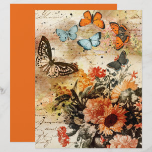 Lámina Papel de cuadernillo de collage de mariposas Naran
