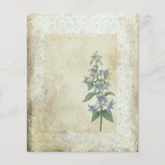 Lámina Papel de cuadernillo de color floral azul Shabby