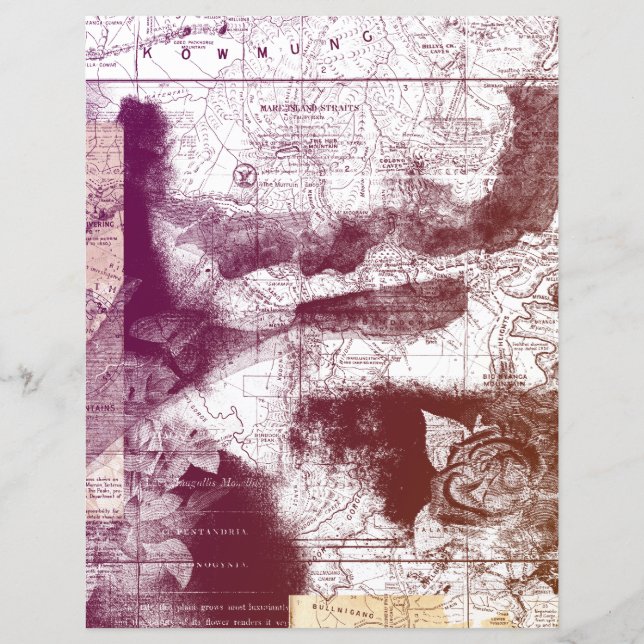 Lámina Papel de cuadernillo de cuaderno de notas de mapas (Anverso)