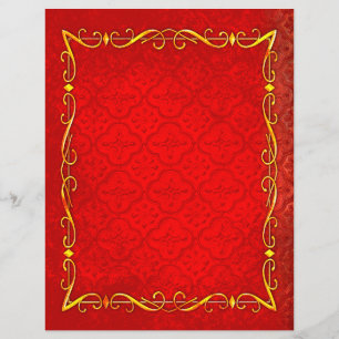 Lámina Papel de cuadernillo de cuadros rojo y dorado