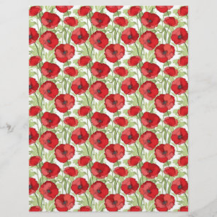 Lámina Papel de cuadernillo de cuadros rojos de arte flor