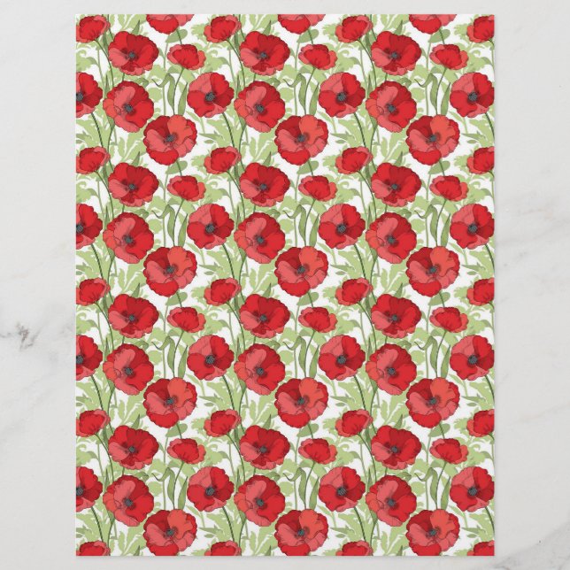 Lámina Papel de cuadernillo de cuadros rojos de arte flor (Anverso)