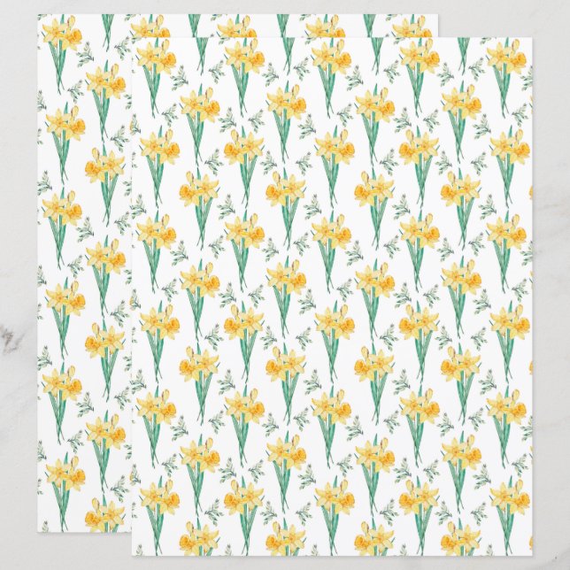 Lámina Papel de cuadernillo de Daffodils (Anverso / Reverso)