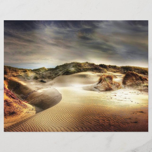 Lámina Papel de cuadernillo de dunas del mar del Norte (Anverso)