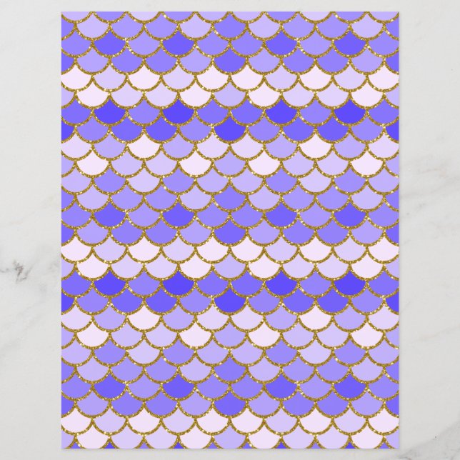 Lámina Papel de cuadernillo de escrapbook de sirena morad (Anverso)