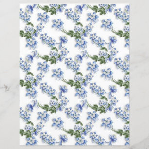 Lámina Papel de cuadernillo de flores azules dulces