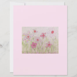 Lámina Papel de cuadernillo de flores con patrones rosado