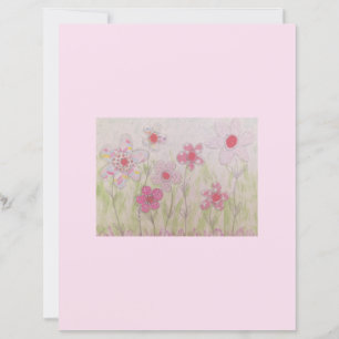 Lámina Papel de cuadernillo de flores con patrones rosado