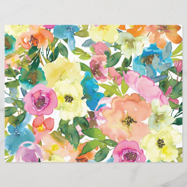 Lámina Papel de cuadernillo de flores de primavera (Anverso)