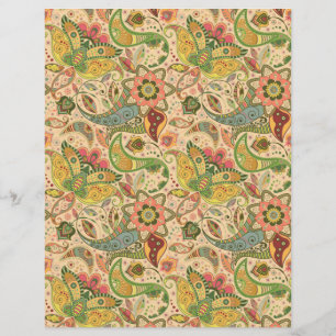 Lámina Papel de cuadernillo de flores Paisley Floral vi