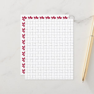 Lámina Papel de cuadernillo de flores rojas de la Cuadríc