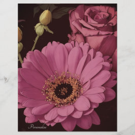 Lámina Papel de cuadernillo de flores rosadas magenta vib