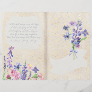 Lámina Papel de cuadernillo de flores silvestres azul y r