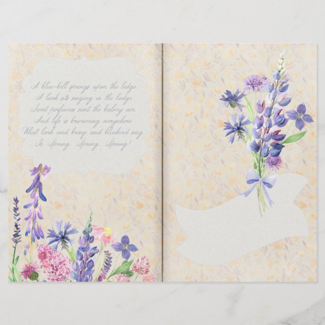 Lámina Papel de cuadernillo de flores silvestres azul y r (Anverso)