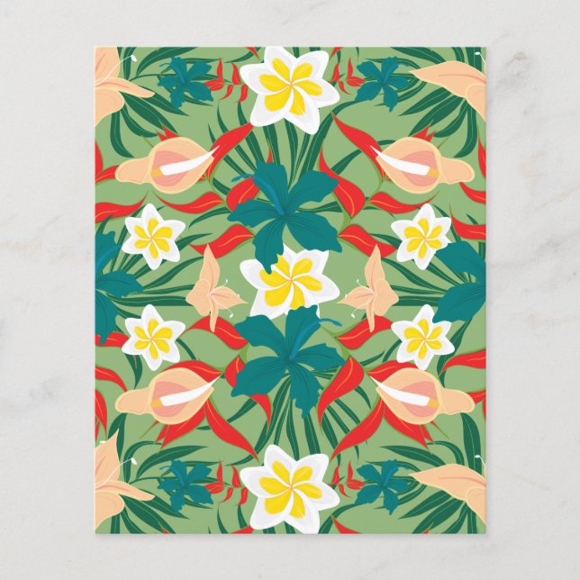 Lámina Papel de cuadernillo de flores tropicales (Anverso)
