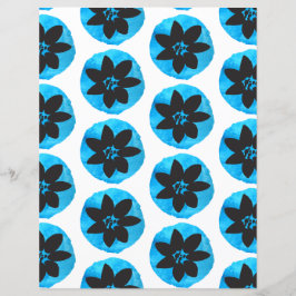 Lámina Papel de cuadernillo de flores tropicales azul osc