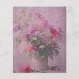 Lámina Papel de cuadernillo de flores y damascos rosados 