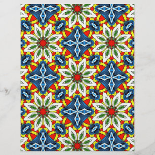 Lámina Papel de cuadernillo de flores y diamantes