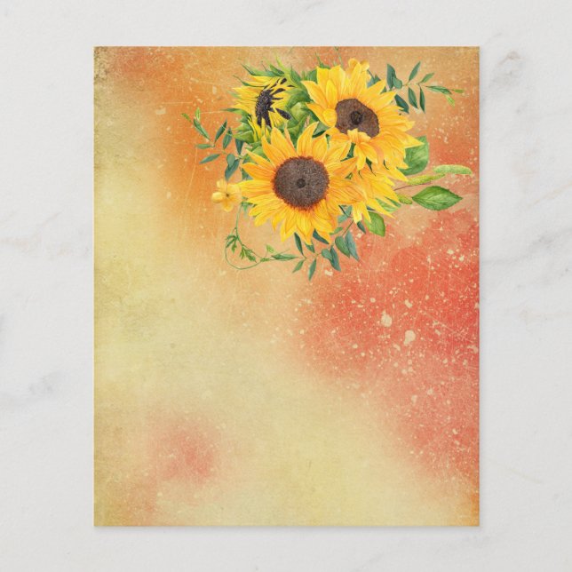 Lámina Papel de cuadernillo de girasol amarillo y rojo (Anverso)
