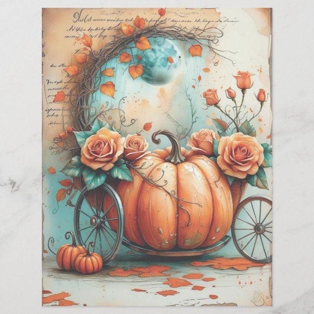 Lámina Papel de cuadernillo de halloween con fantasía (Anverso)