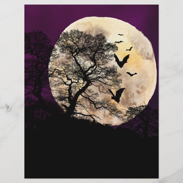 Lámina Papel de cuadernillo de halloween para murciélagos (Anverso)