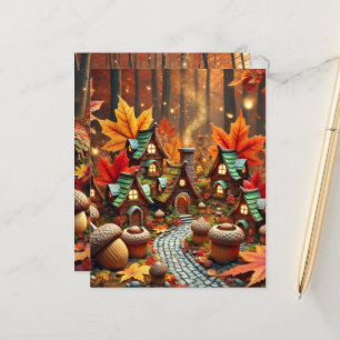 Lámina Papel de cuadernillo de la aldea de hadas del otoñ